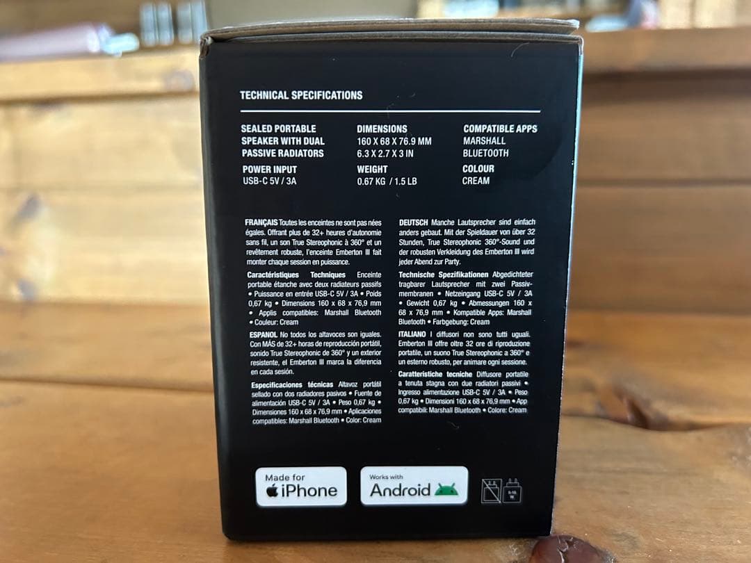 Marshall Emberton III ワイヤレススピーカー クリーム