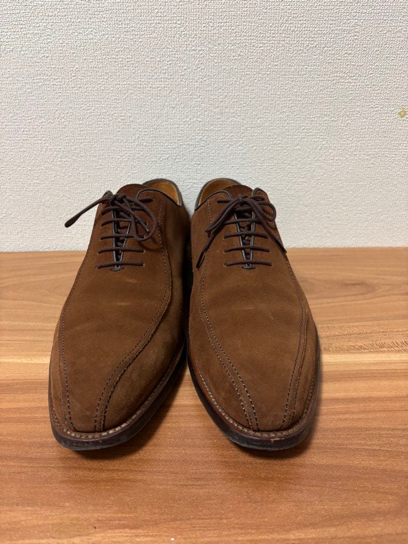 ブラウン スエード レースアップ ドレスシューズ