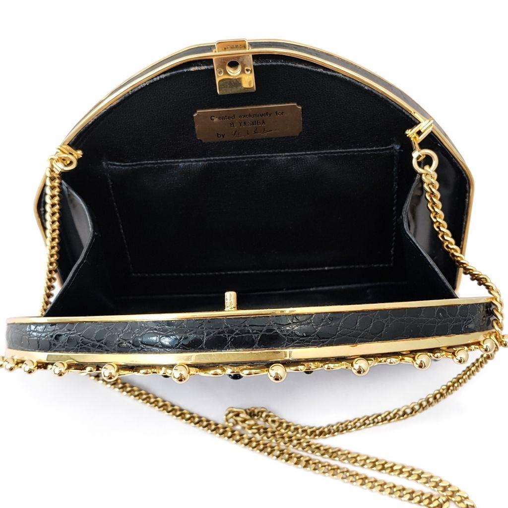 イブニングバッグ 　フォーマルバック　ロイヤルティアラ 黒 カーフスキン