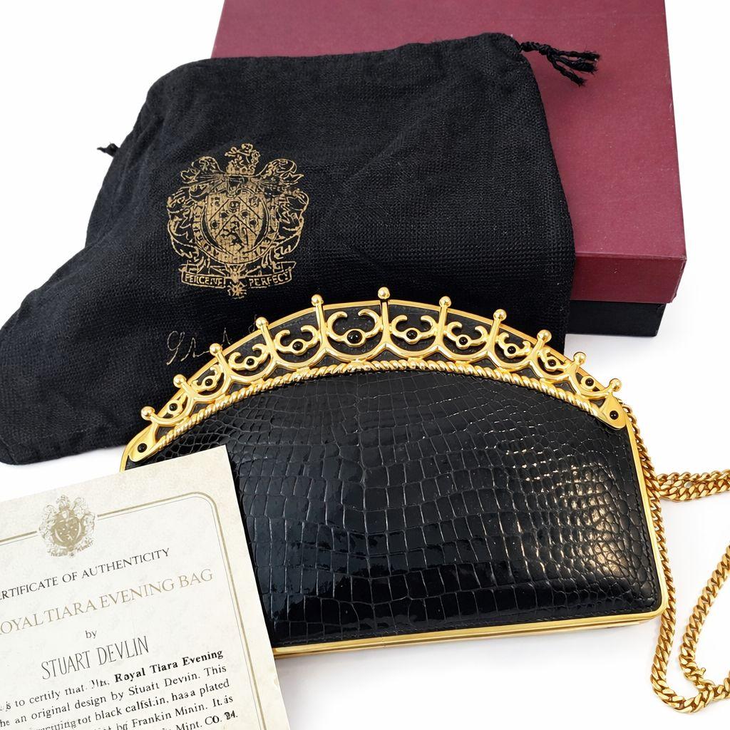 イブニングバッグ 　フォーマルバック　ロイヤルティアラ 黒 カーフスキン
