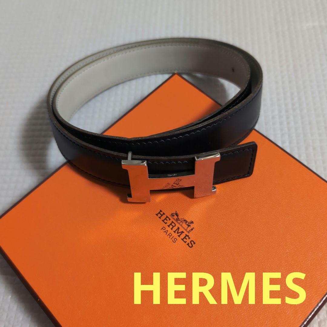 HERMES 黒 レザー ベルト サイズ70