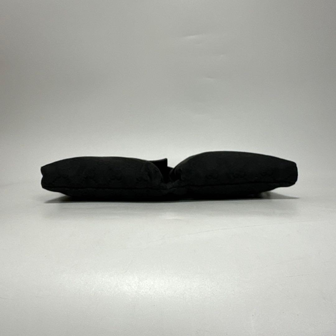 t61【美品】グッチ　GGキャンバス レザー　ブラックウエストポーチショルダー.