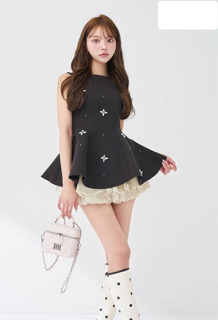 最新　ダーリッチ　ビジューフレアバルーンミニドレス　Darich