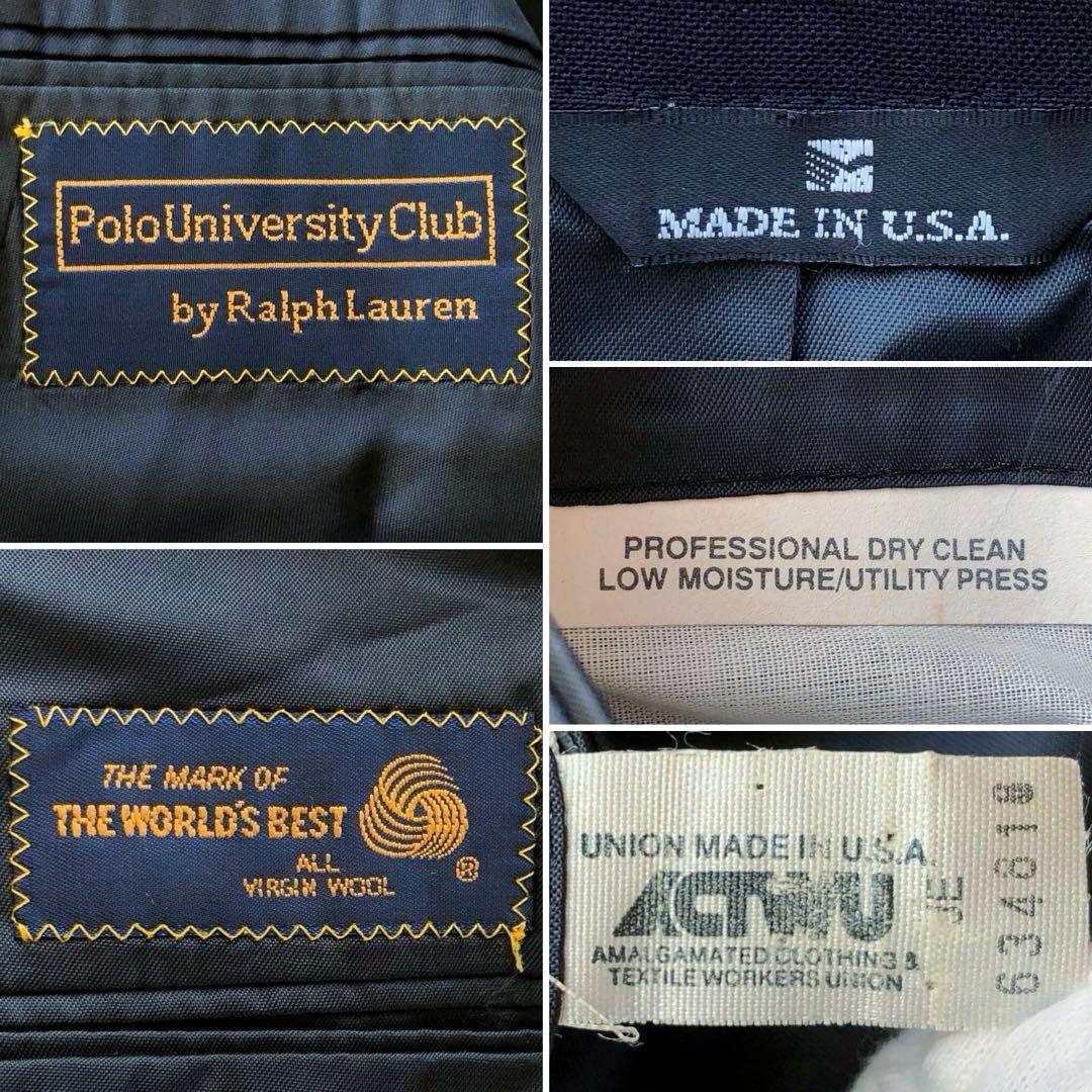 【USA製 美品 XL】ラルフローレン　紺ブレ　ダブル　金ボタン　ウール