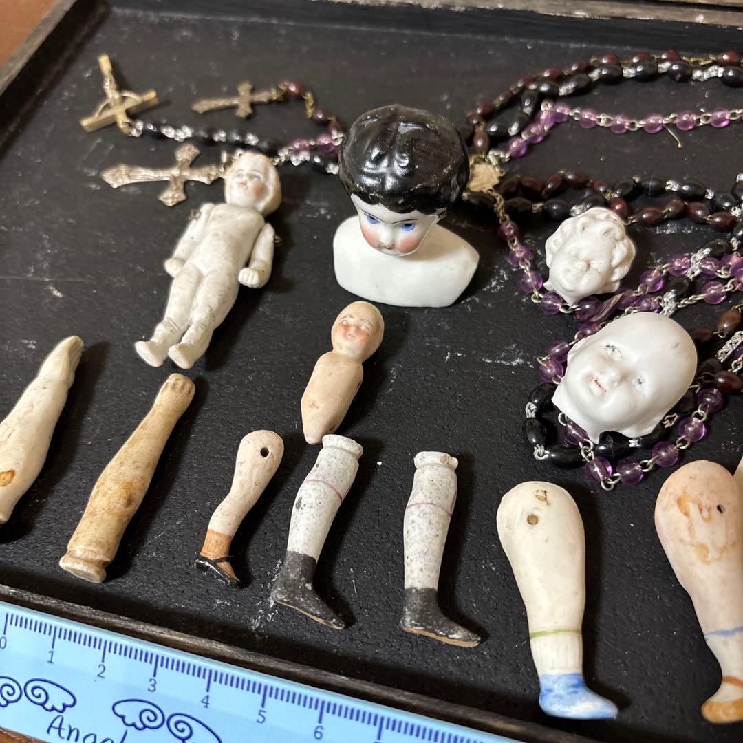 アンティーク　 ビスクドール　パーツ　etc ジャンクドロワーセット