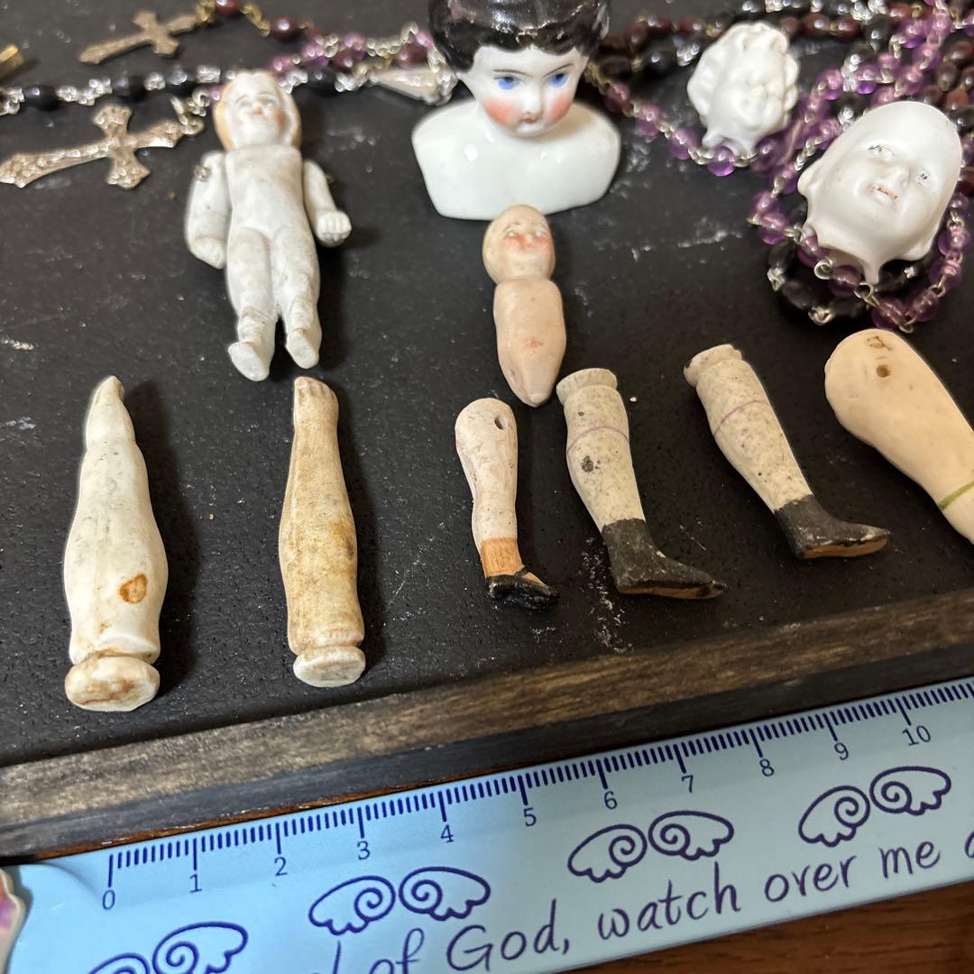 アンティーク　 ビスクドール　パーツ　etc ジャンクドロワーセット