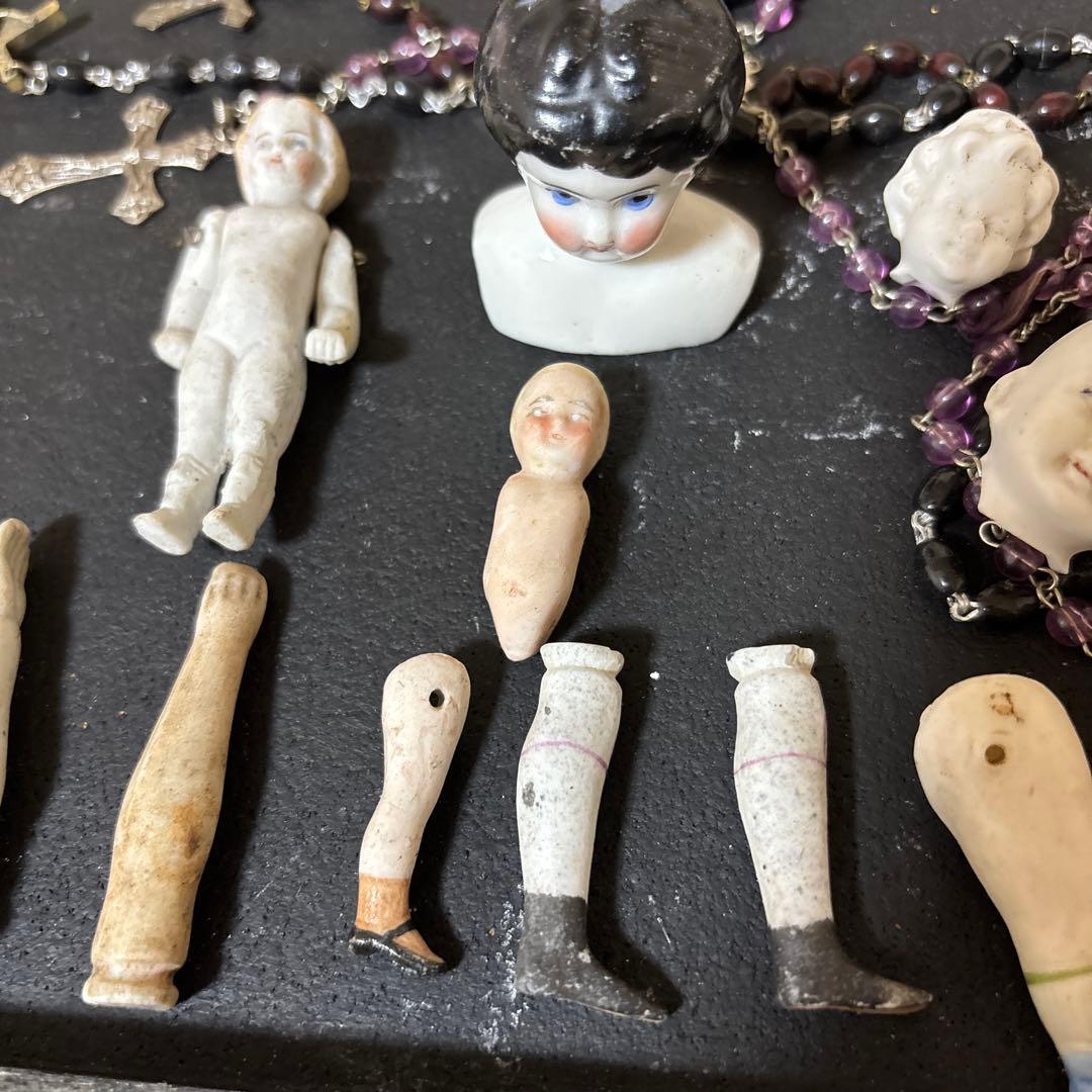 アンティーク　 ビスクドール　パーツ　etc ジャンクドロワーセット