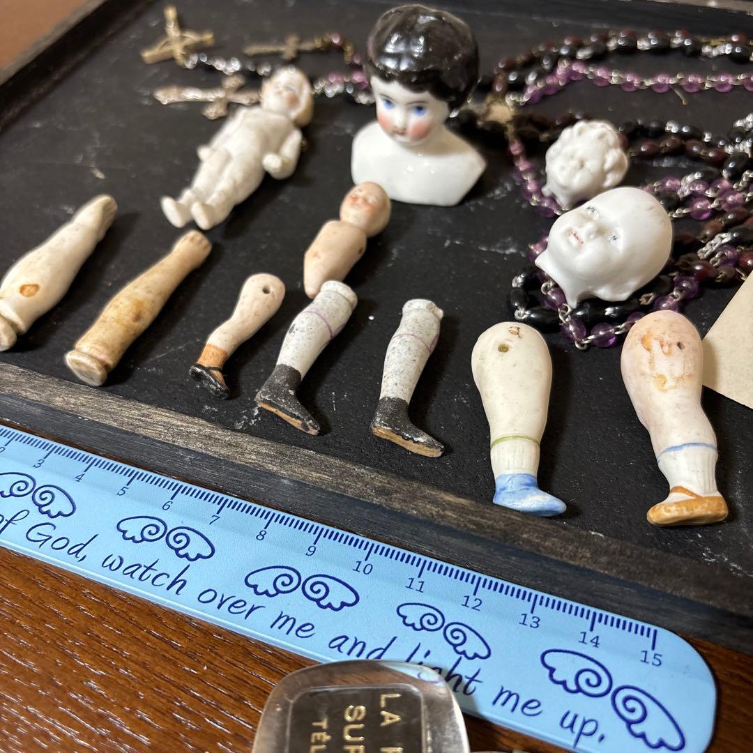 アンティーク　 ビスクドール　パーツ　etc ジャンクドロワーセット