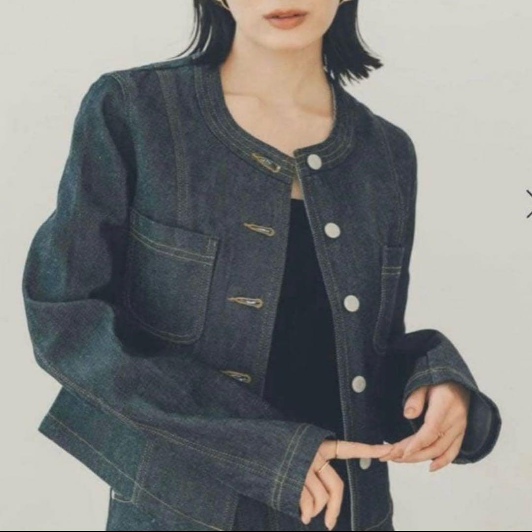 新品未使用品　アニュアンス　ノーカラーデニムジャケット