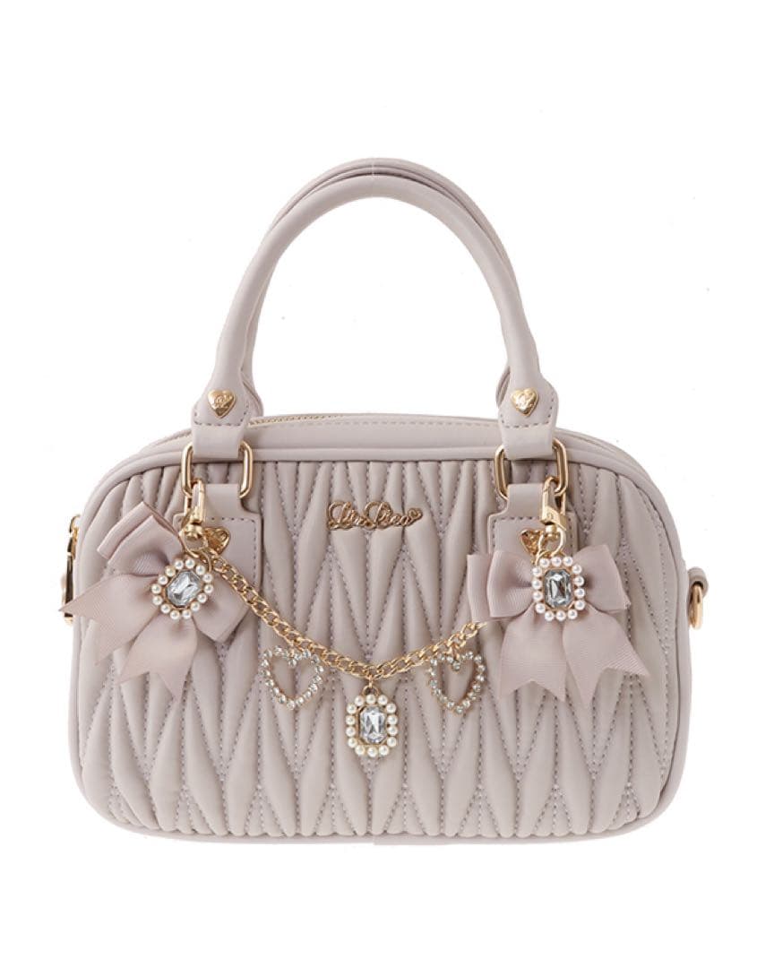 LIZLISA キルティングリボンチャームポシェット ピンク