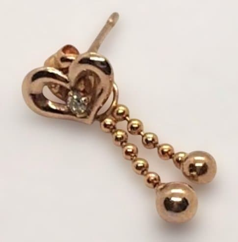 片耳　クレージュCourreges K18ダイヤハートの2wayピアス