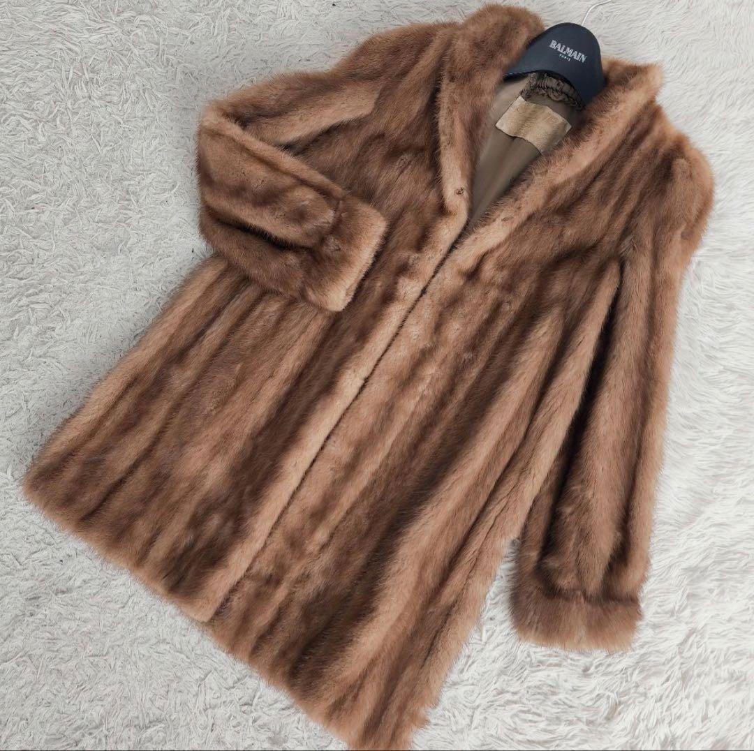 【美品✴︎】総丈78 エンバ 毛皮 ミンク デミバフ ファーコート M