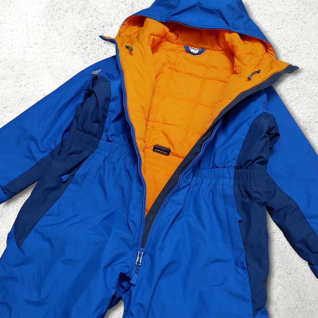 美品【モンベル】パウダーカバーオール スキーウェア 120 ジャンプスーツ 青