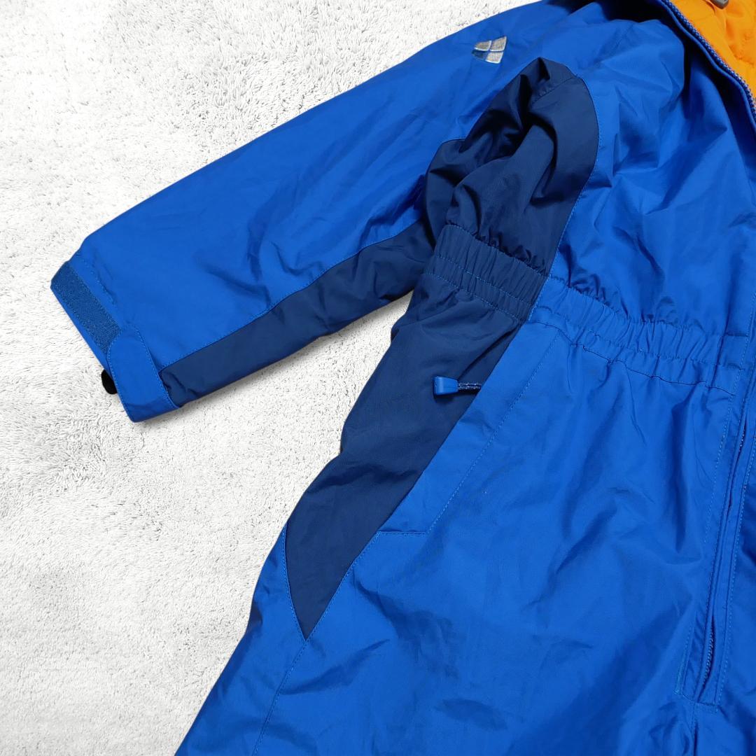 美品【モンベル】パウダーカバーオール スキーウェア 120 ジャンプスーツ 青