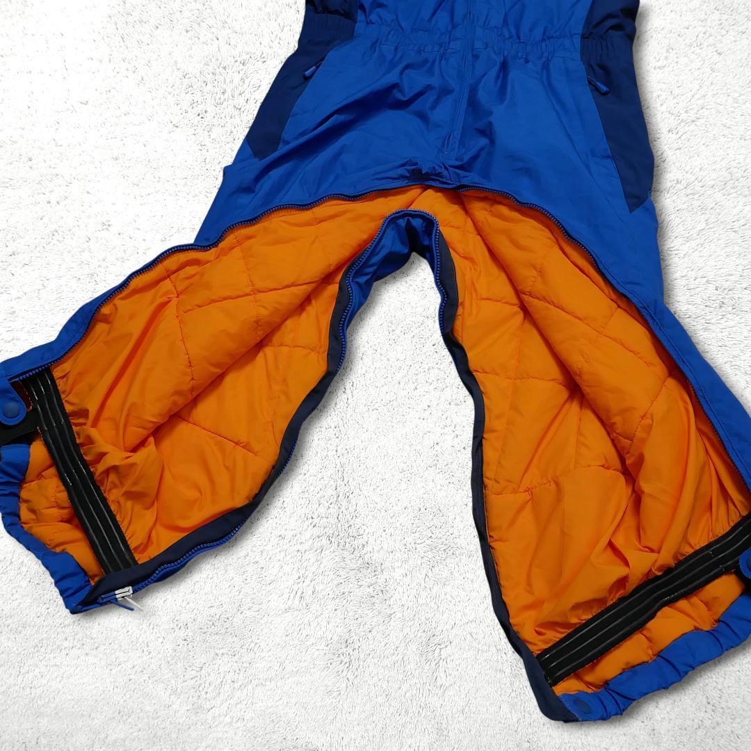 美品【モンベル】パウダーカバーオール スキーウェア 120 ジャンプスーツ 青