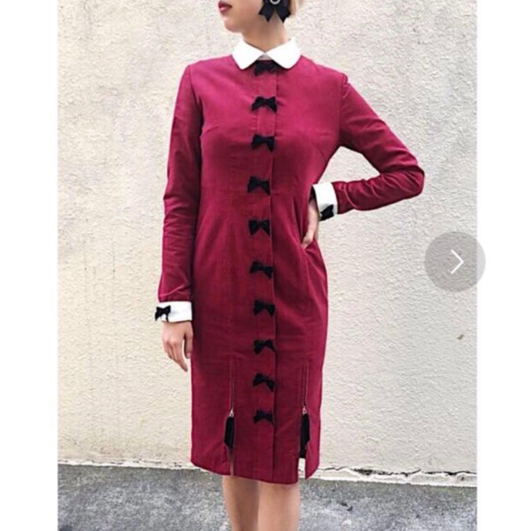 PAMEO POSE Ribbon Call Dress ワンピース 赤 レッド