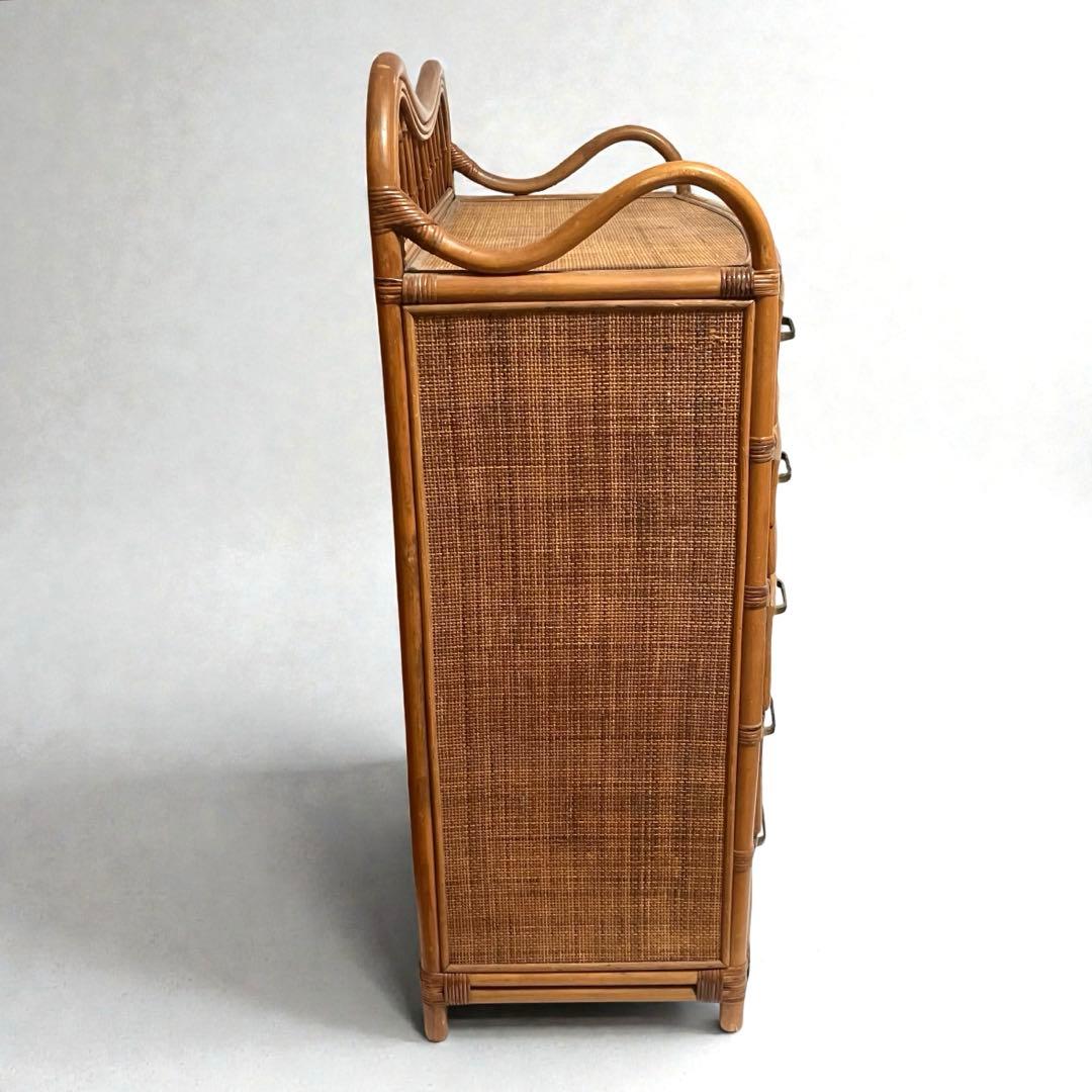 【良品】ラタン製　5段チェスト　籐家具　昭和レトロ