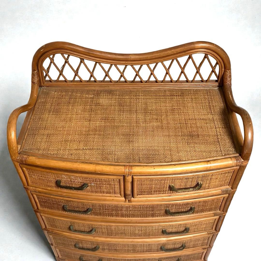 【良品】ラタン製　5段チェスト　籐家具　昭和レトロ