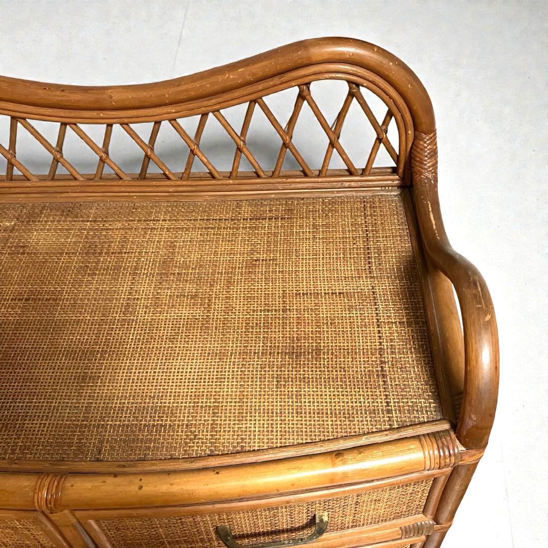 【良品】ラタン製　5段チェスト　籐家具　昭和レトロ