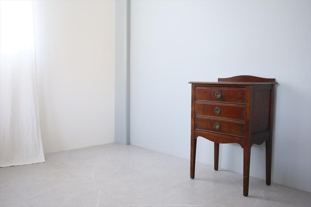 英国アンティーク木製ミュージックキャビネット/3杯チェスト/レコード(88-73