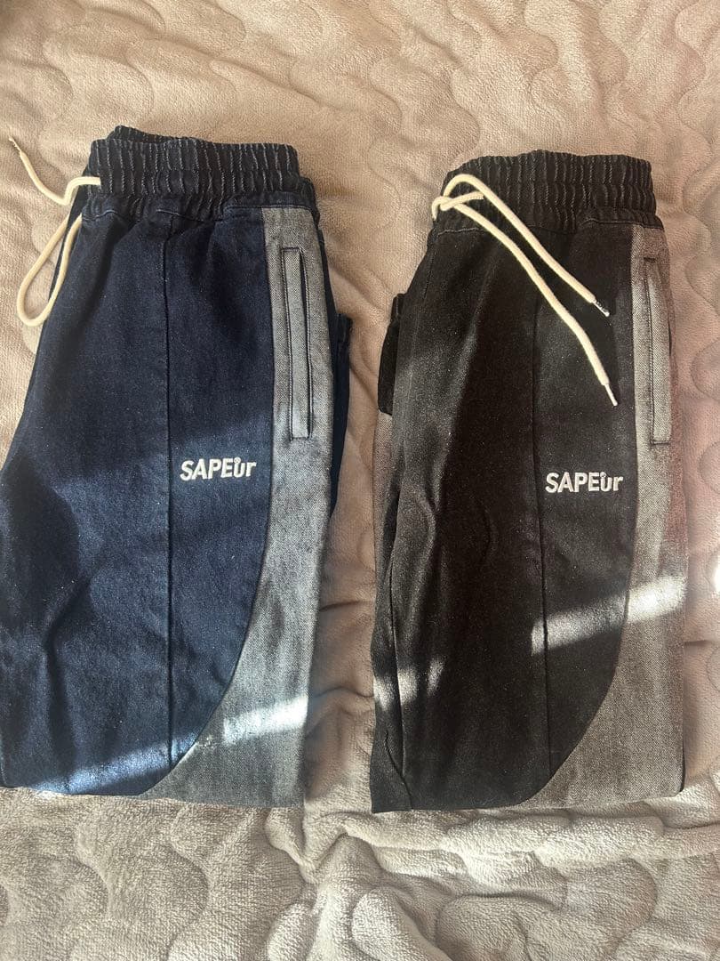 サプール　トラックパンツ　インディゴ　ブラック2本セット売り　Lサイズ