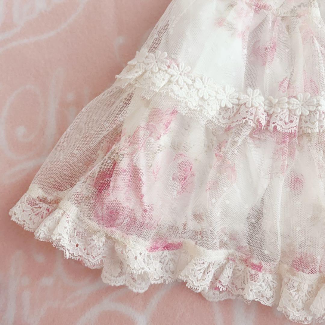 【タグ付】LIZLISA 総レース　花柄　ミニスカート　リボン