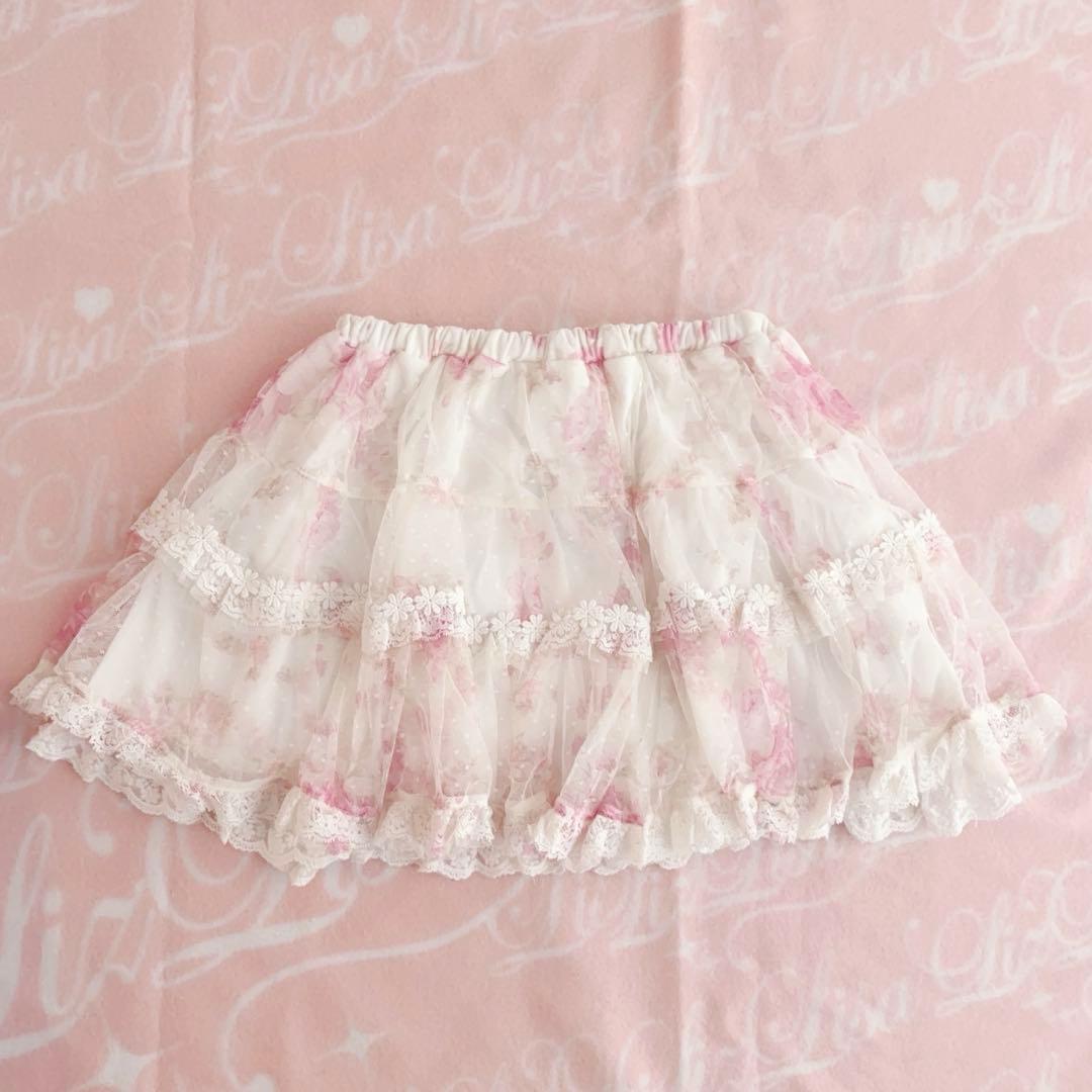 【タグ付】LIZLISA 総レース　花柄　ミニスカート　リボン