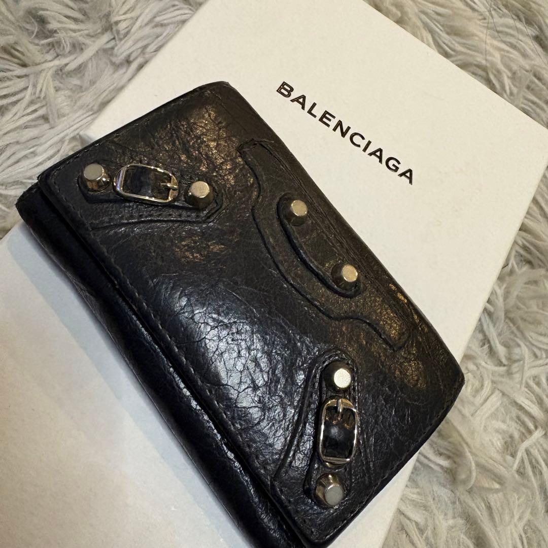 BALENCIAGA バレンシアガ レザー 6連キーケース グレー ユニセックス