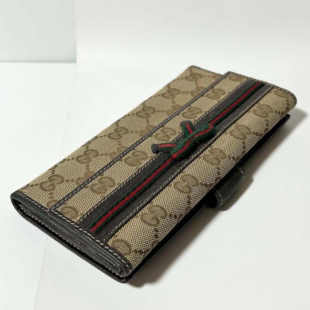 GUCCI 256933 2184 シェリーライン リボン 二つ折り 長財布