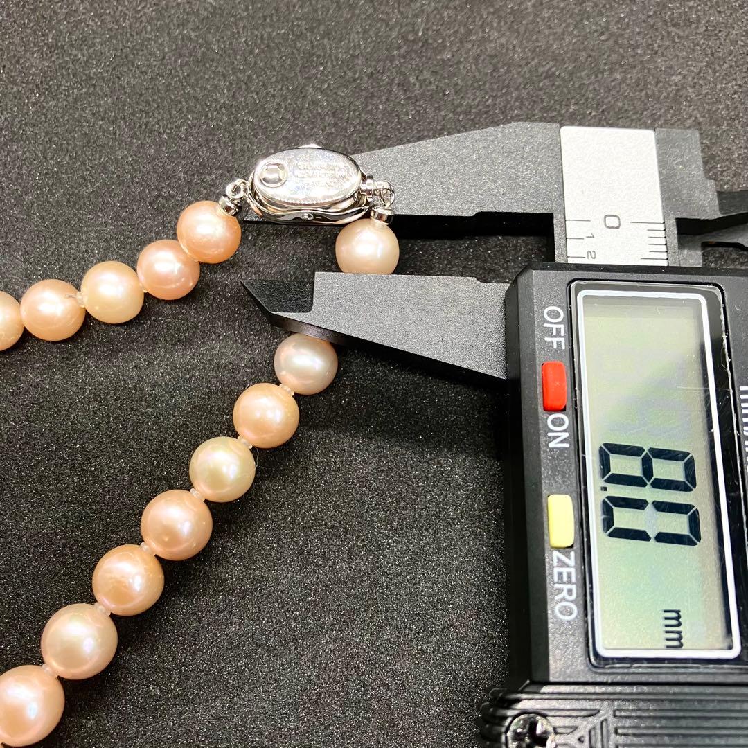 【テリ強】本真珠 大 パール ネックレス ピンク 約8mm-10mm 約43cm