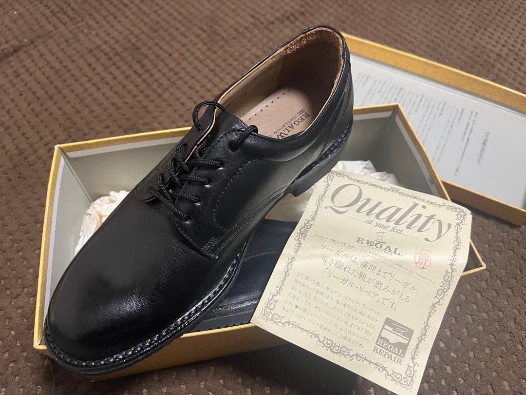 REGAL walker 750 黒 外羽根プレーントウ 箱付き デッドストック