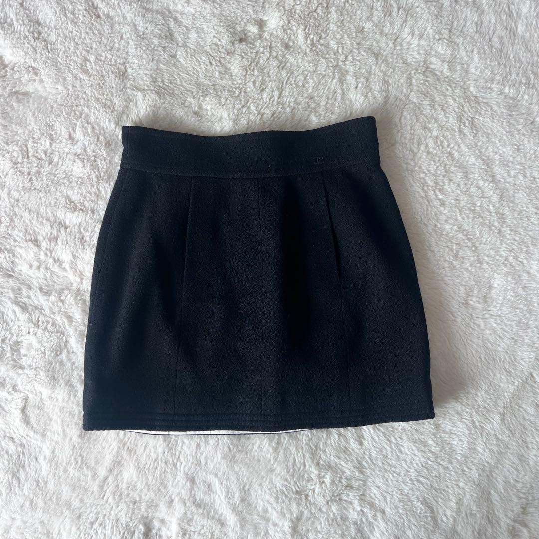 CHANEL シャネル ココマーク 06A ウール スカート 34 ブラック