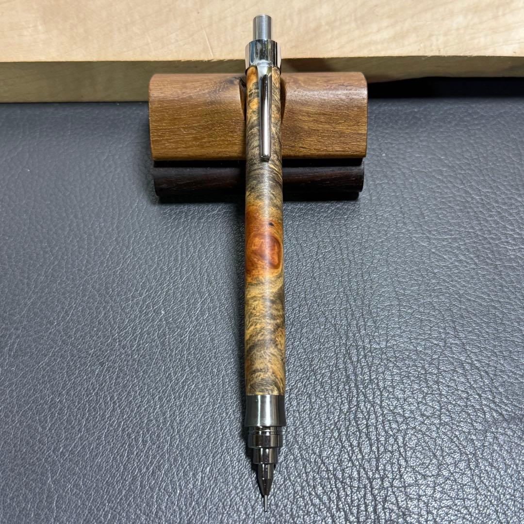 97花梨瘤源平柄　木製シャーペン　最強低重心R ステンレス