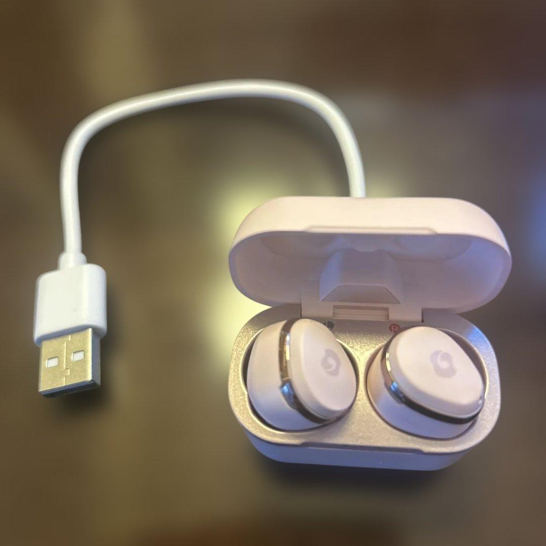 ホワイト ワイヤレスイヤホン USB充電