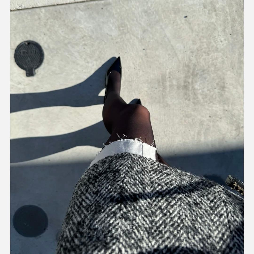 shéllerシェリエ　ヘリンボーンレイヤードスカート　M