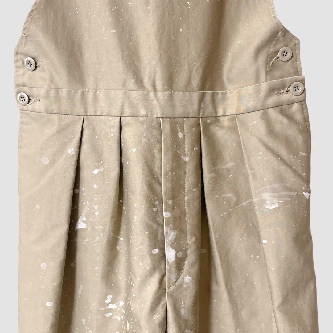 NEAT ニート　オーバーオール　ペイント加工　白ペンキ　サロペット　ベージュ