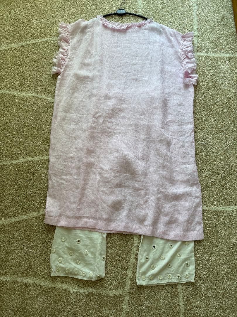 ハウスオブロータス　新品・未使用ピンク フリル付き チュニック ワンピース半袖