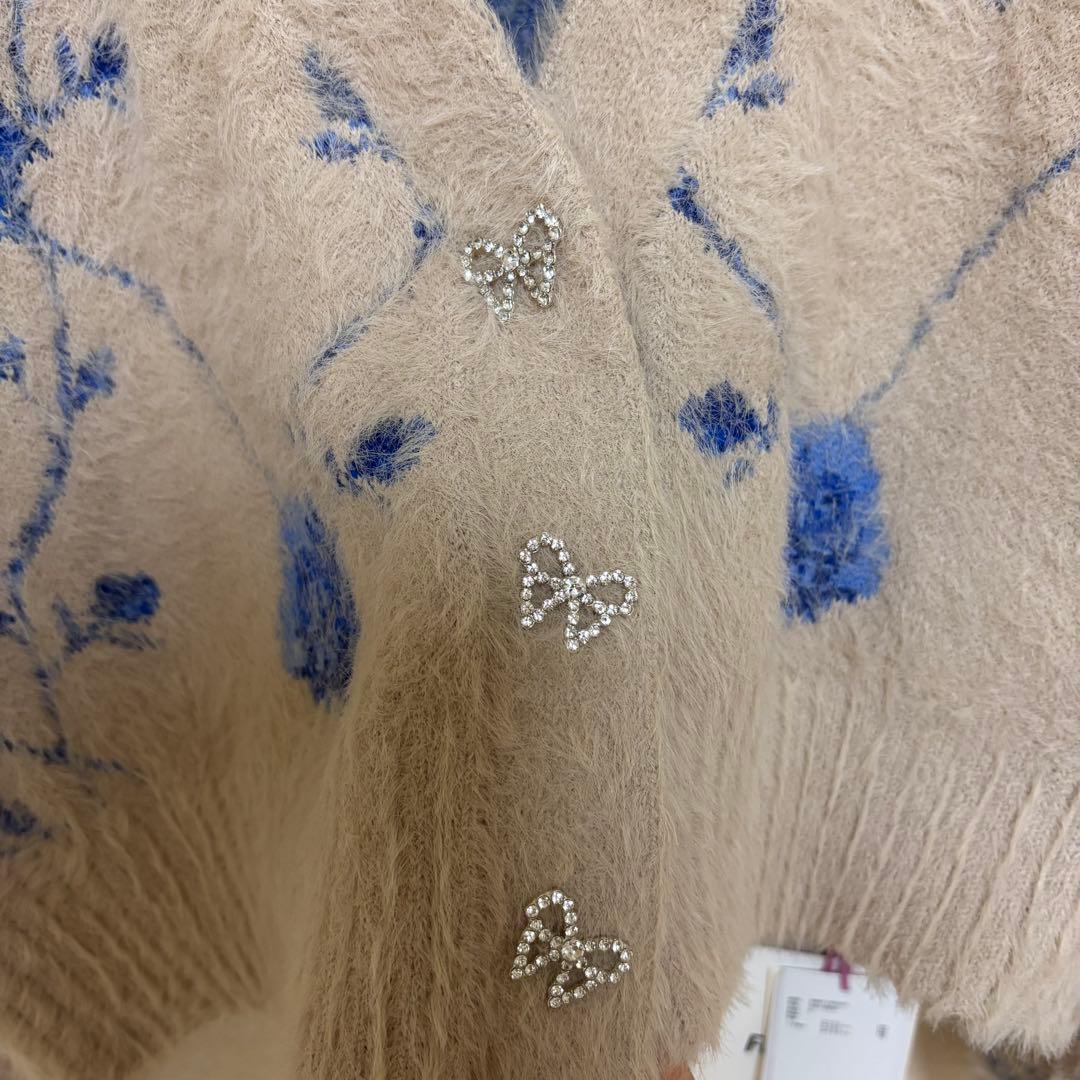 furfur ローズジャガード カーディガン