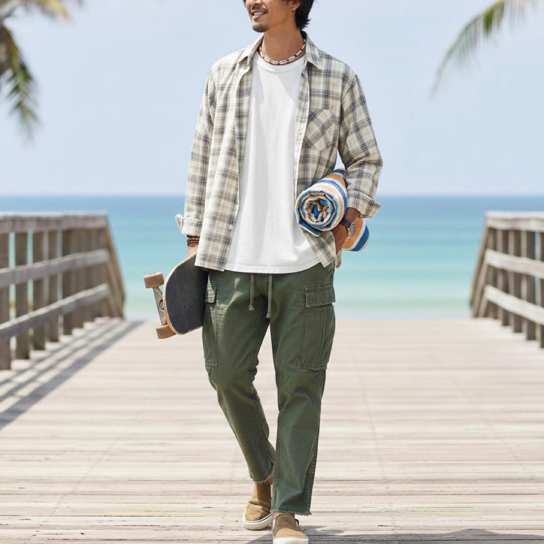 【希少】ロンハーマン ウォッシュ加工 ストレッチミリタリークロップドカーゴ M