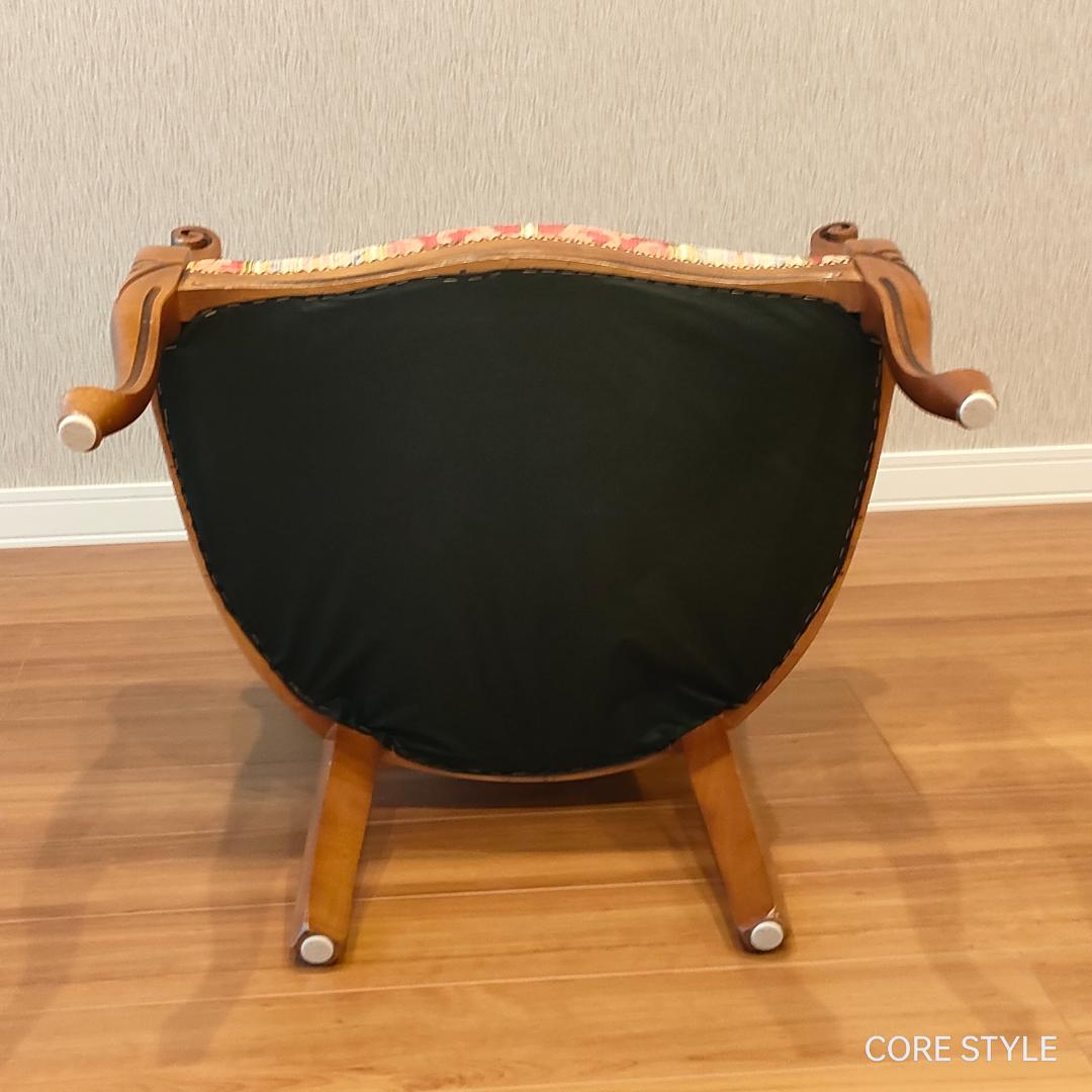 美品 ハイバックチェア　イタリア製 　ロココ様式　ソファ　猫脚　アームチェア