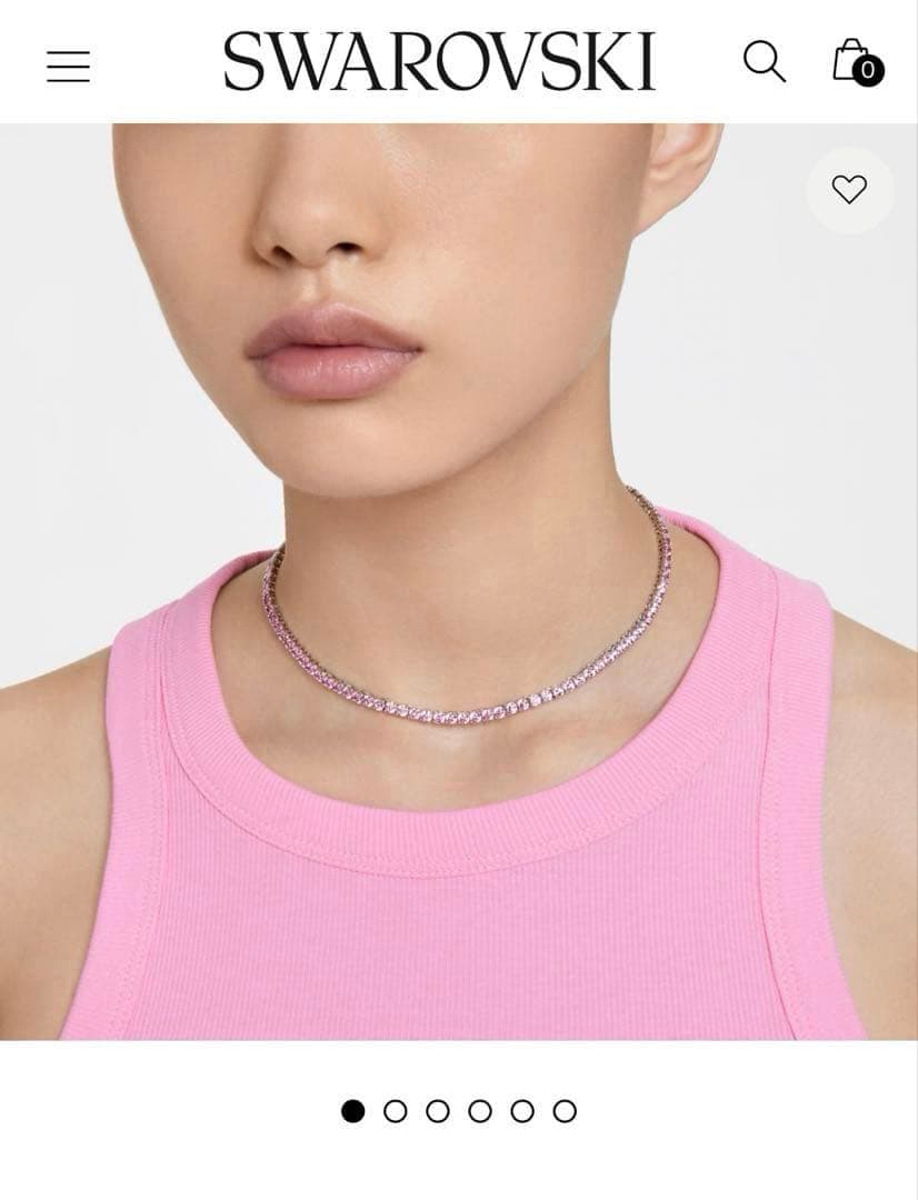 スワロフスキー Matrix Tennis ネックレス　ピンク