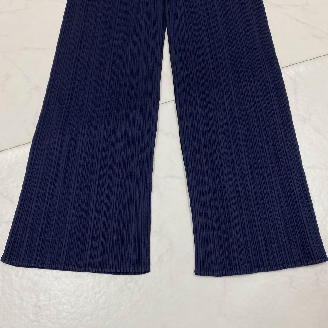 美品★PLEATS PLEASE イッセイミヤケ プリーツパンツ ネイビー 3