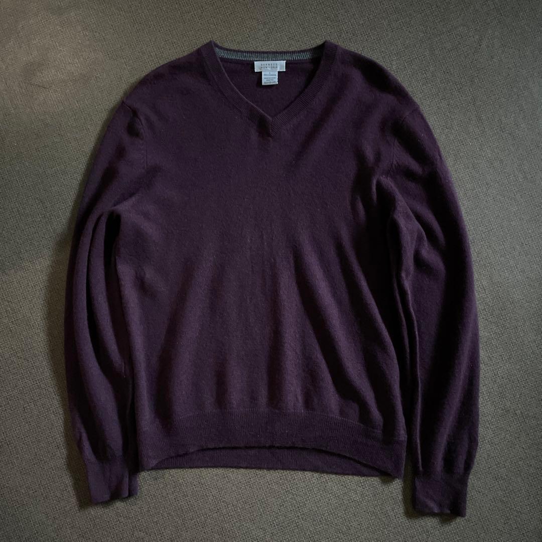 90s バーニーズニューヨーク カシミヤ100% Vネックニット L 美品