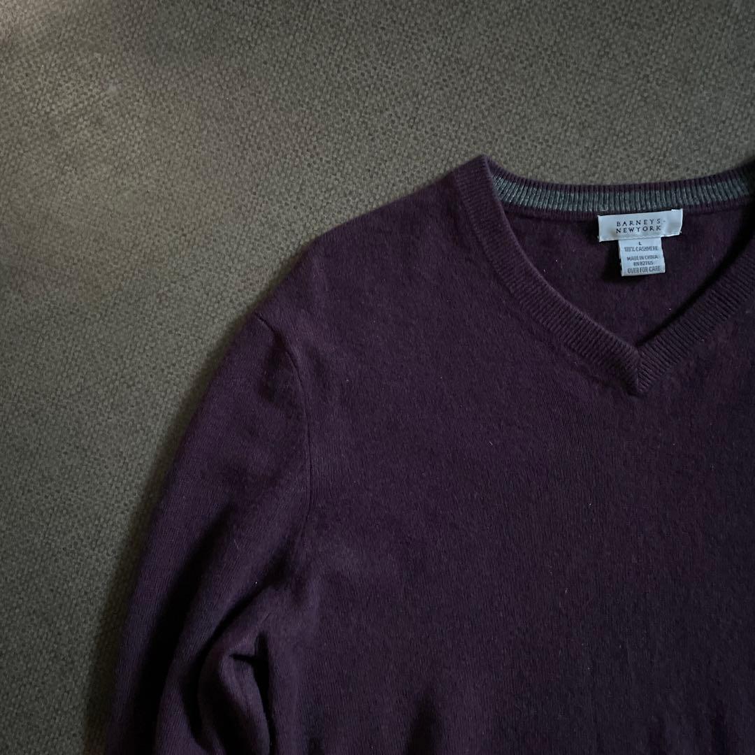 90s バーニーズニューヨーク カシミヤ100% Vネックニット L 美品