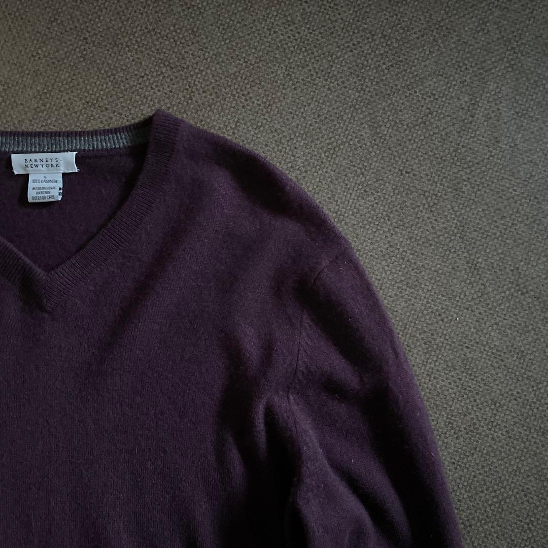 90s バーニーズニューヨーク カシミヤ100% Vネックニット L 美品