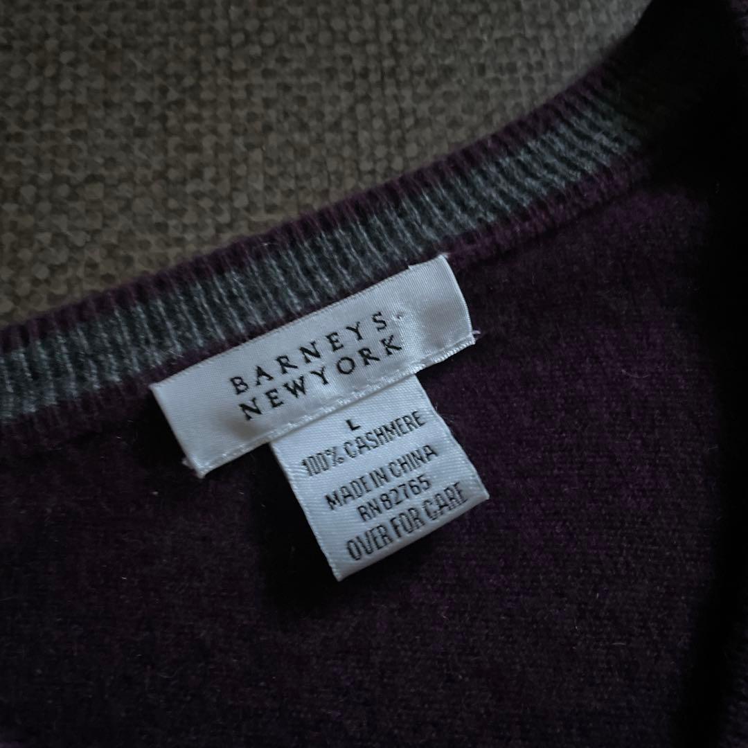 90s バーニーズニューヨーク カシミヤ100% Vネックニット L 美品