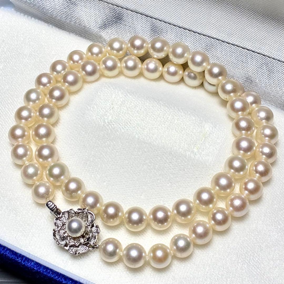 【テリ強　極美品】あこや真珠 ネックレス 7.0-7.5 アコヤ パール 本真珠