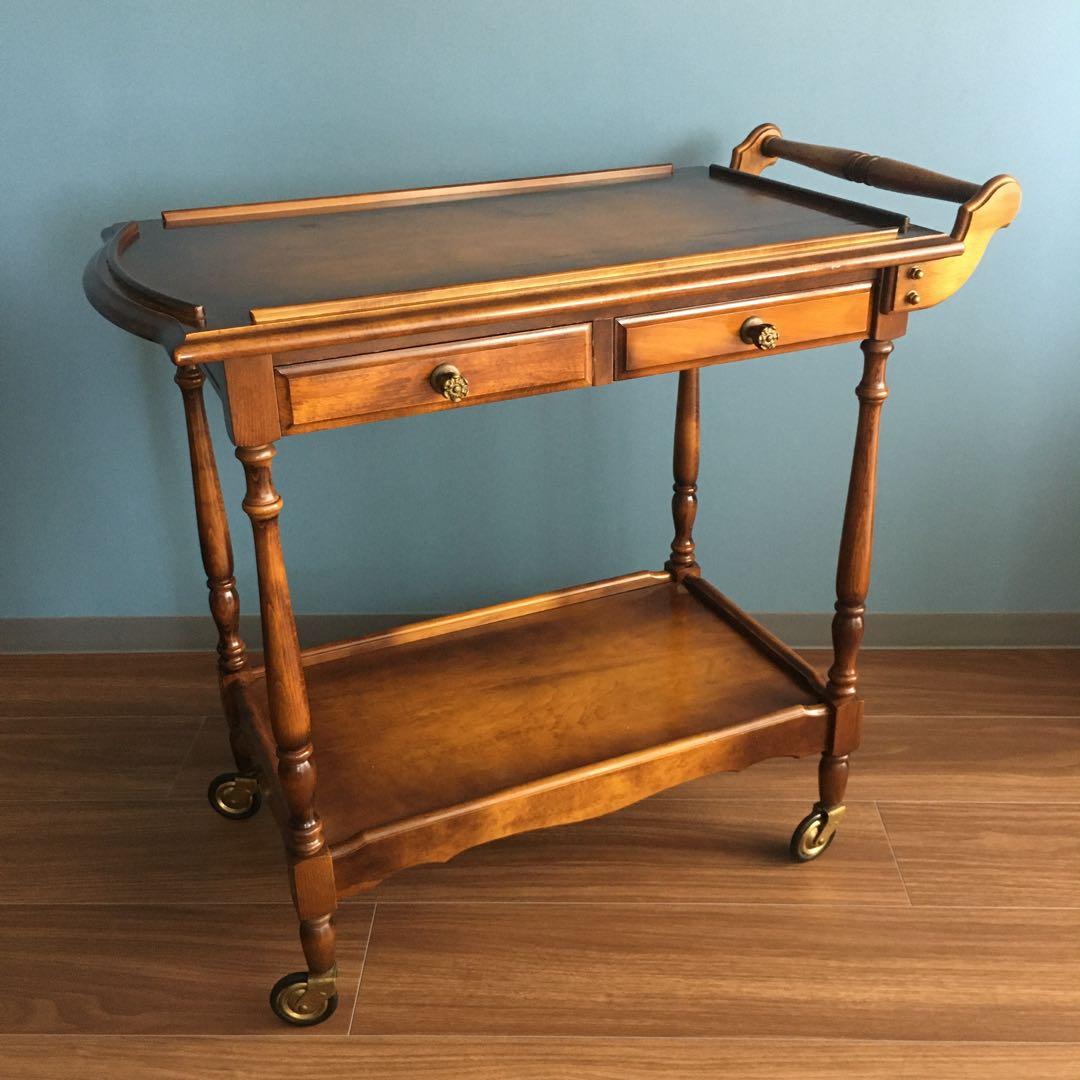 カリモク家具 キッチンワゴン 引き出し付き オールドカリモク 昭和レトロ