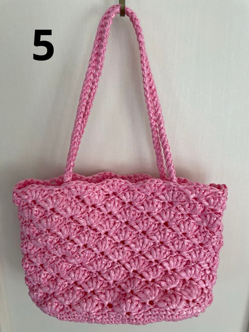 ハンドメイド・スズランテープ編みバッグ