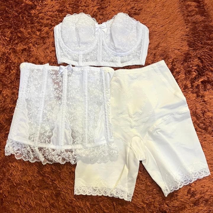 ☆美品 セモア ブライダルインナー ホワイト ブラ ガードル 3点セット 結婚式